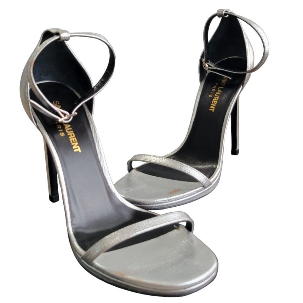 Saint Laurent Argento Silver Heels Size 36